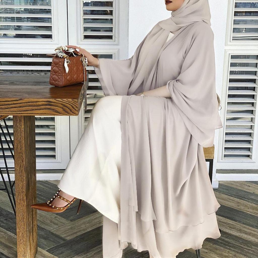 Muslim Plus Size Women's Apricot Cardigan: Sun Protection Long Robe Dress 2023