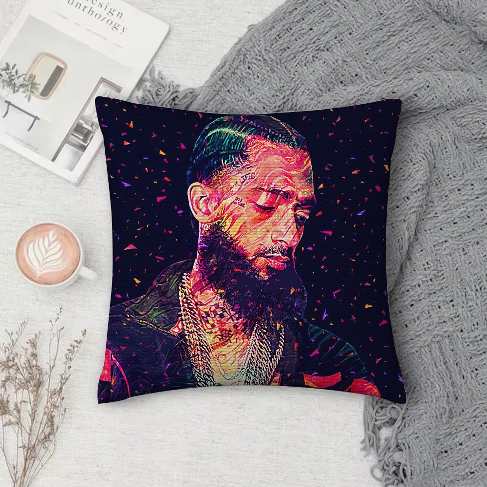 Rapper N-Nipsey H-Hussle Victory Lap Pillow Case Square Double-Sided Printing Short Plush Sofa Cushion Cover Bedside Pillow