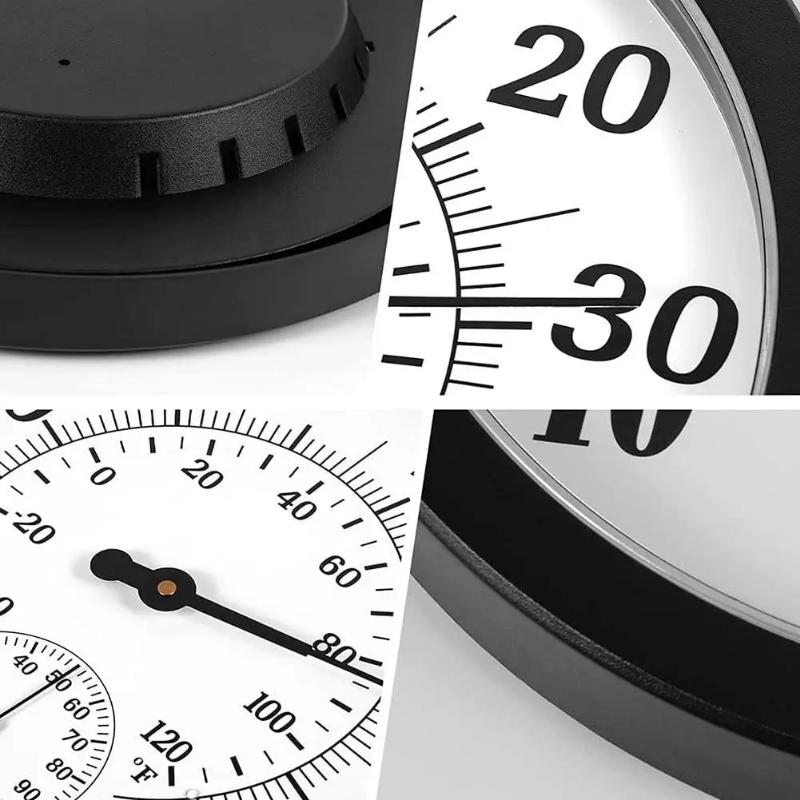 10" Decorative Thermometer Hygrometer Clock for Garden Wall Decor Indoor Outdoor Thermometer Weather Station Temperature Gauge