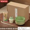 Zestaw 4/6 sztuk Tradycyjny falisty Zestaw Prezentowy Matcha Bambusowa Miotełka Matcha Łyżeczka Ceramiczna Miseczka Matcha Stojak na Miotełkę Japońskie Zestawy Naczyn do Herbaty