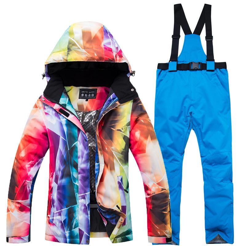 Winter Outdoor Ski Suit, Women's Thermal Snowboard and Snowboard Ski Pants Suit.