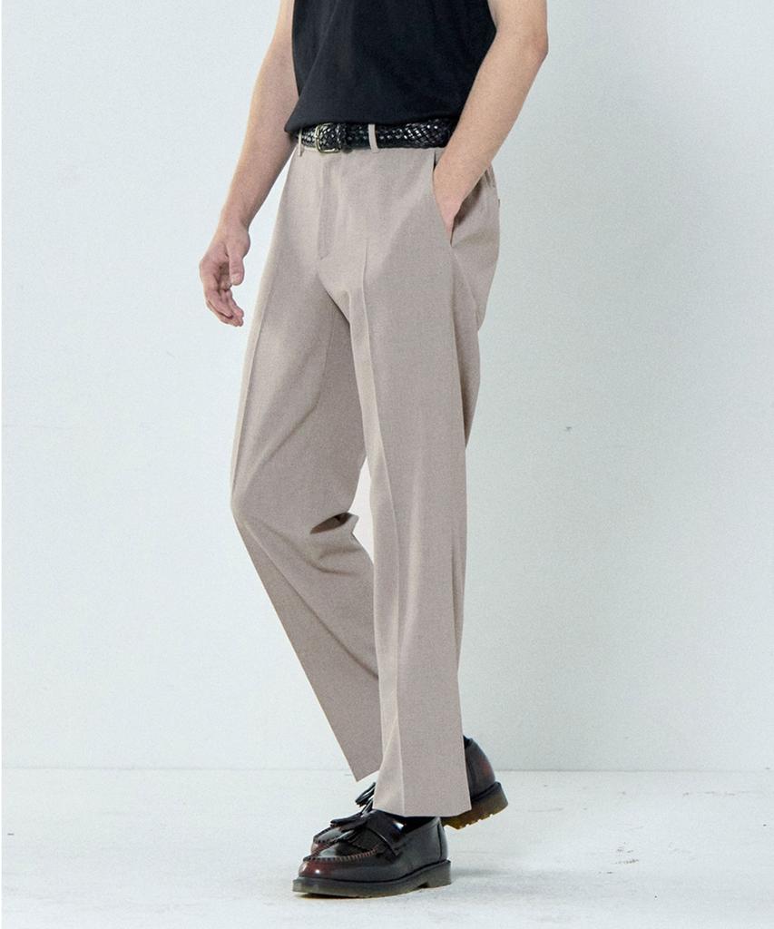 BASIC HOUSE Linen-Like Tapered Fit Slacks Beige Lzpt3104
