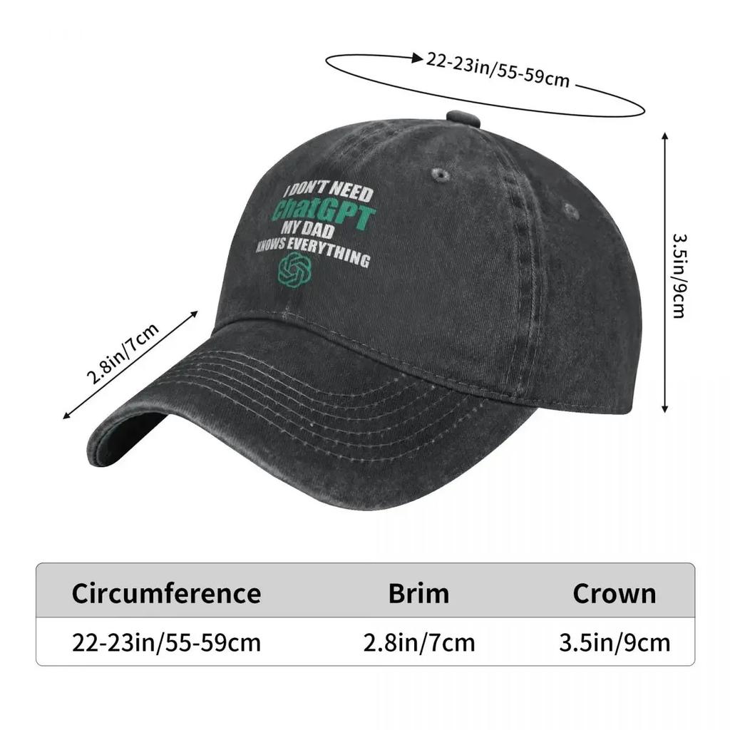 Vintage Funny Chatgpt My Dad Knows Everything Baseball Cap Unisex Distressed Denim  Hat Outdoor Running Golf Hats Cap
