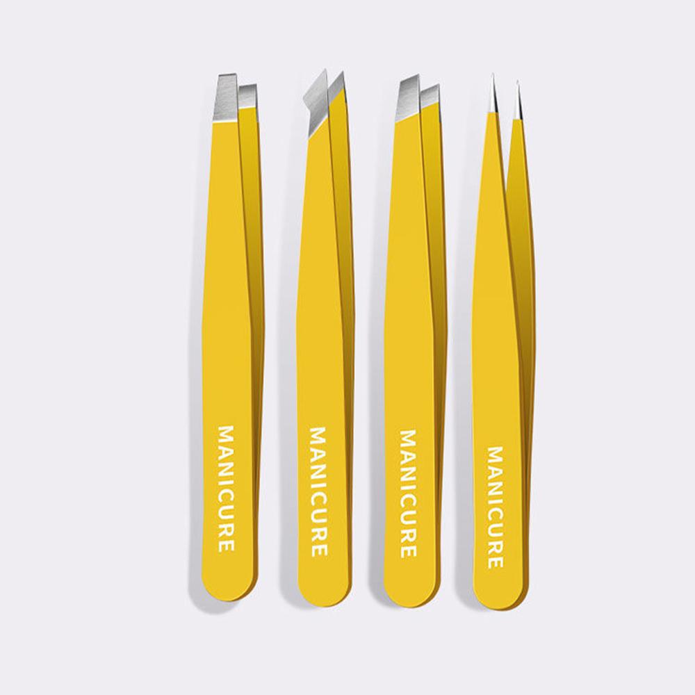 Zestaw 4 szt. Profesjonalny zestaw pęset Idealny do depilacji brwi i usuwania drzazg. Bardzo łatwe i relaksujące w użyciu.