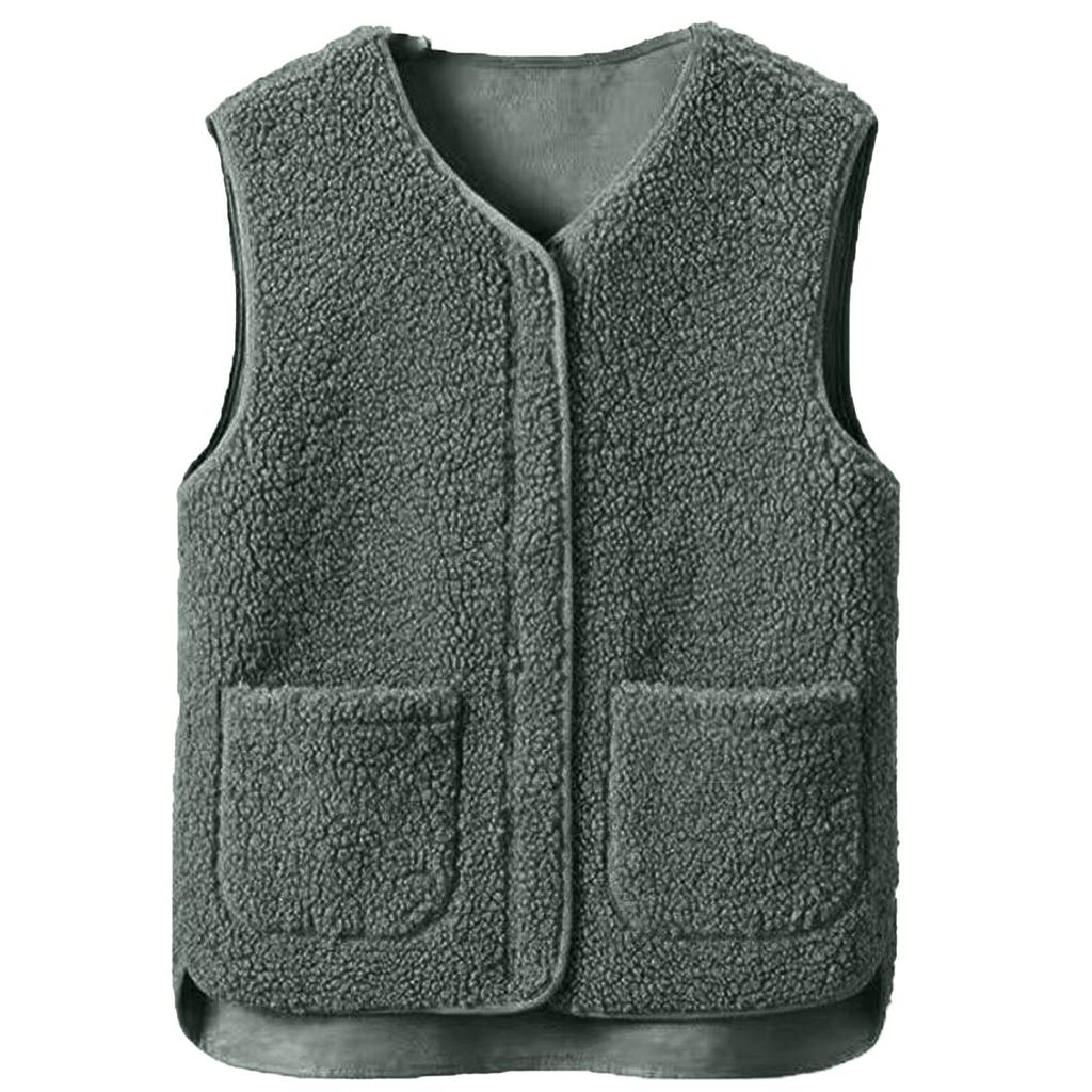 Women's Fashion Casual Loose Lamb Wool Female Short   Winter  Vest