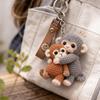 1/2Pcs Crochet Punch Monkey Printed Keychain 3D Charm Functional Keychain Bag Keys Desk Decoration Monkey-themed Accessory