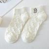 Ladies Summer Thin Lovely Embroidered Pure Cotton White Boat Socks