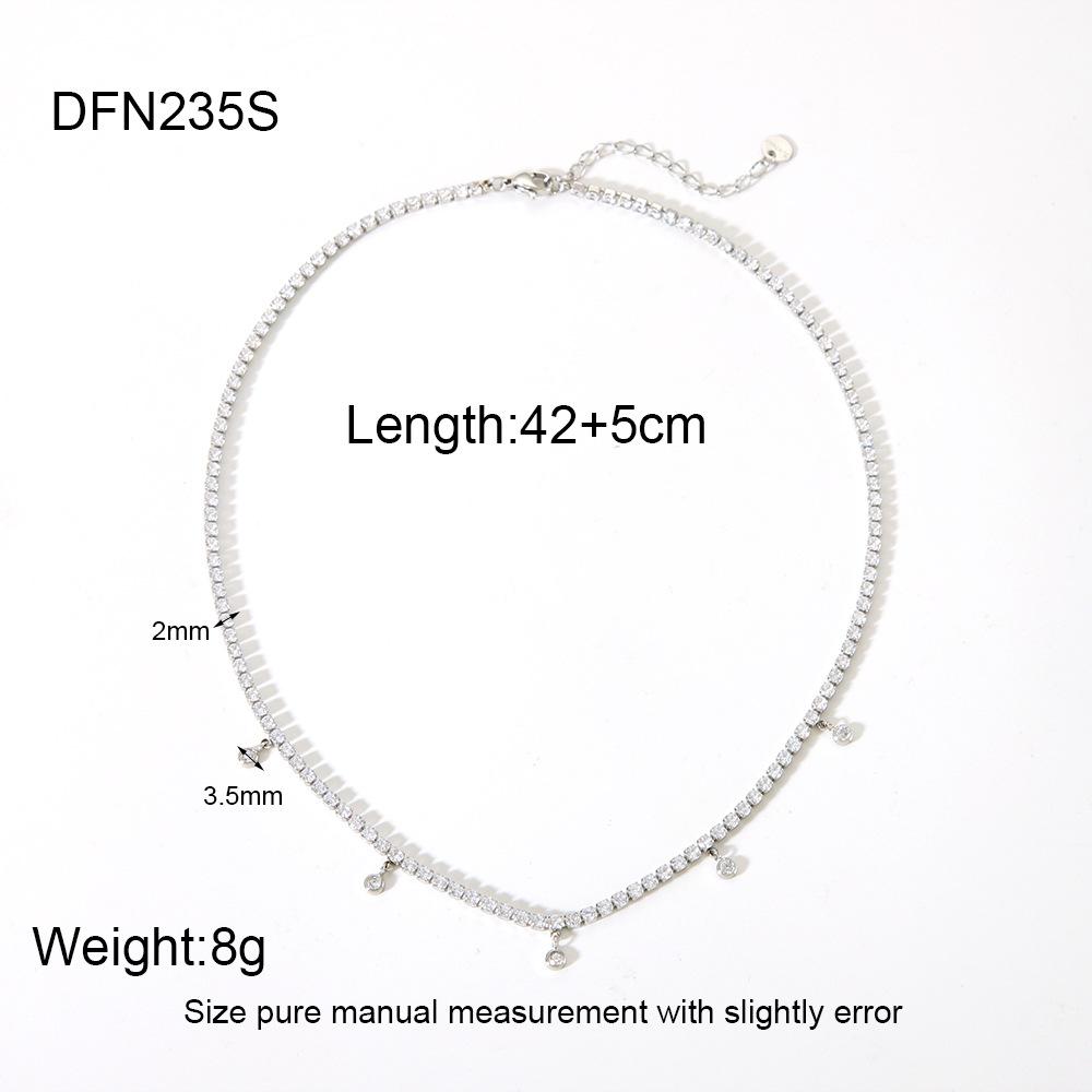 Hot Sale Delicate Tennis Chain Rhinestone Tassel Pendant Necklace Plated 18k Gold Stainless Steel Waterproof Diamond Chain Women