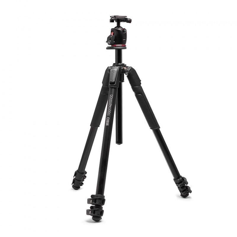 Manfrotto Aluminum Tripod with XPRO Ball Head and Q6 Head Total Black MK055XPRO3-Q6T 3-Section Kit, Arca-Swiss Compatible,