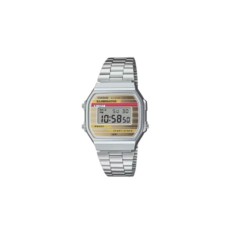 CASIO Life Waterproof Quartz Steel Strap Men and Women Same Style Gold Dial A168WEHA-9AJF