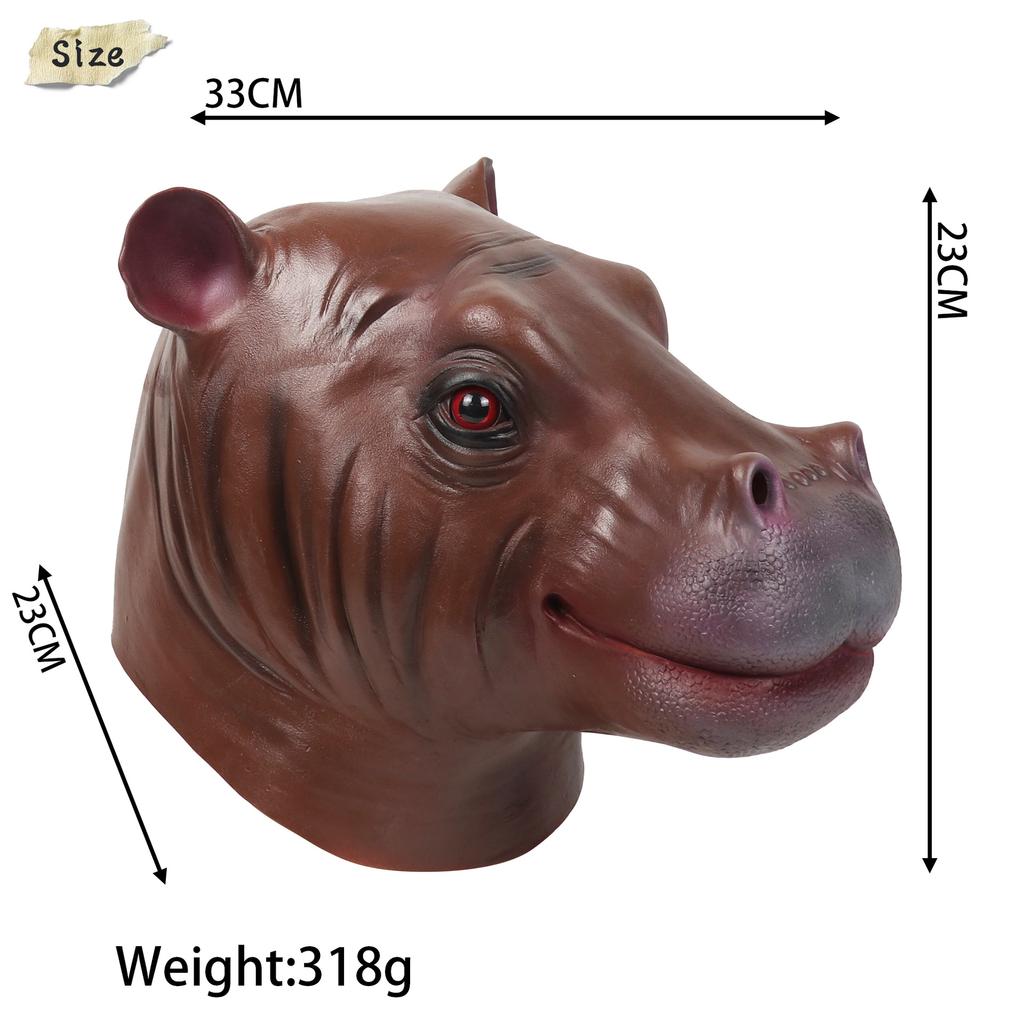 Masque hippopotame Halloween couvre-chef Nouveau masque hippopotame idiot cos Masques d'animaux amusants pour farces