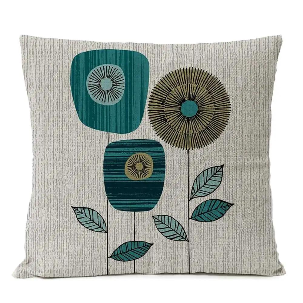 Home Decorative Throw Pillow Rustic Geometric Floral Pillow Cover Multicolor Flower Pillow Case Sofa Cushions 4545cm