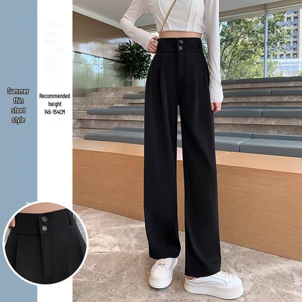 Women's Fleece-Lined Slim-Fit Wide-Leg Pants: High-Waisted, Sleek, and Stylish for Spring/Autumn
