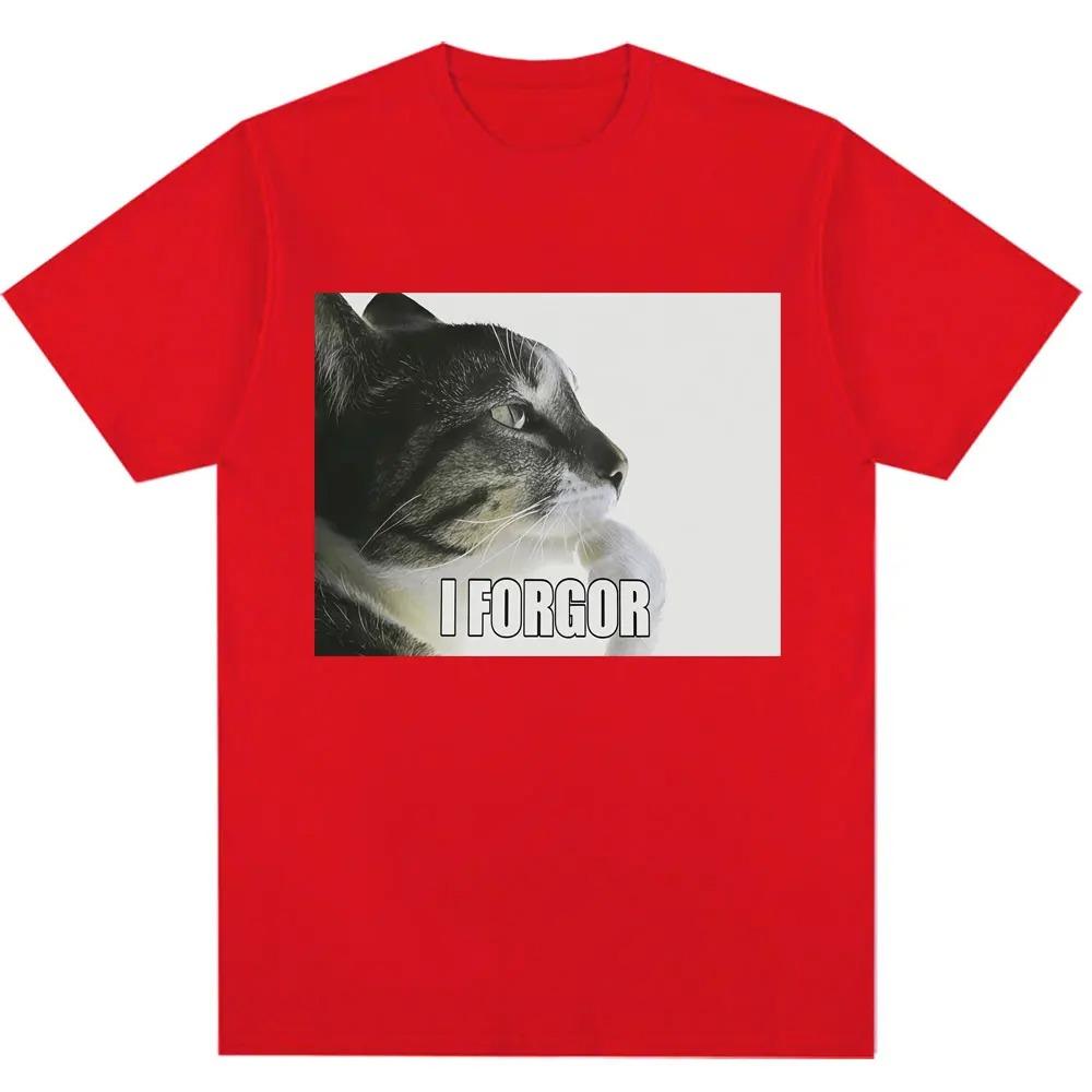 I Forgor Funny Cat Meme Graphic T-shirt Women Trendy Humor Vintage T Shirts Casual T Shirt Cotton Best Selling Round Neck soft
