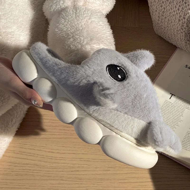 Fashion Casual Fluffy Slippers Women House Flat Cartoon Designer Shoes Girls Funny Fashion Winter Platform Footwear Cute Home Large Size