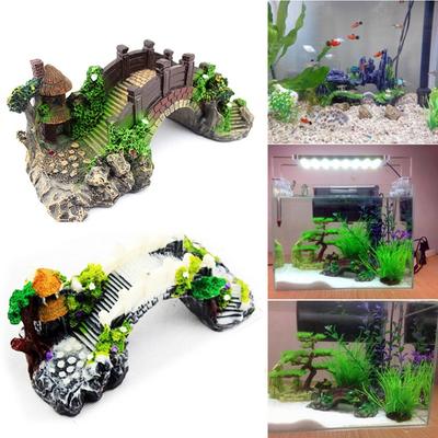Fish Tank Artificial Bridge Resin Landscape Decoration Bridge Aquarium Equipment Accessories Ornament Cave Aquarium Decorations