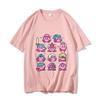 Kirbys Shirt Summer O-neck Round T-shirt Kawaii Cotton Short Sleeve Solid Color Adult Printed Tops Anime Collar Couple Tees Gift