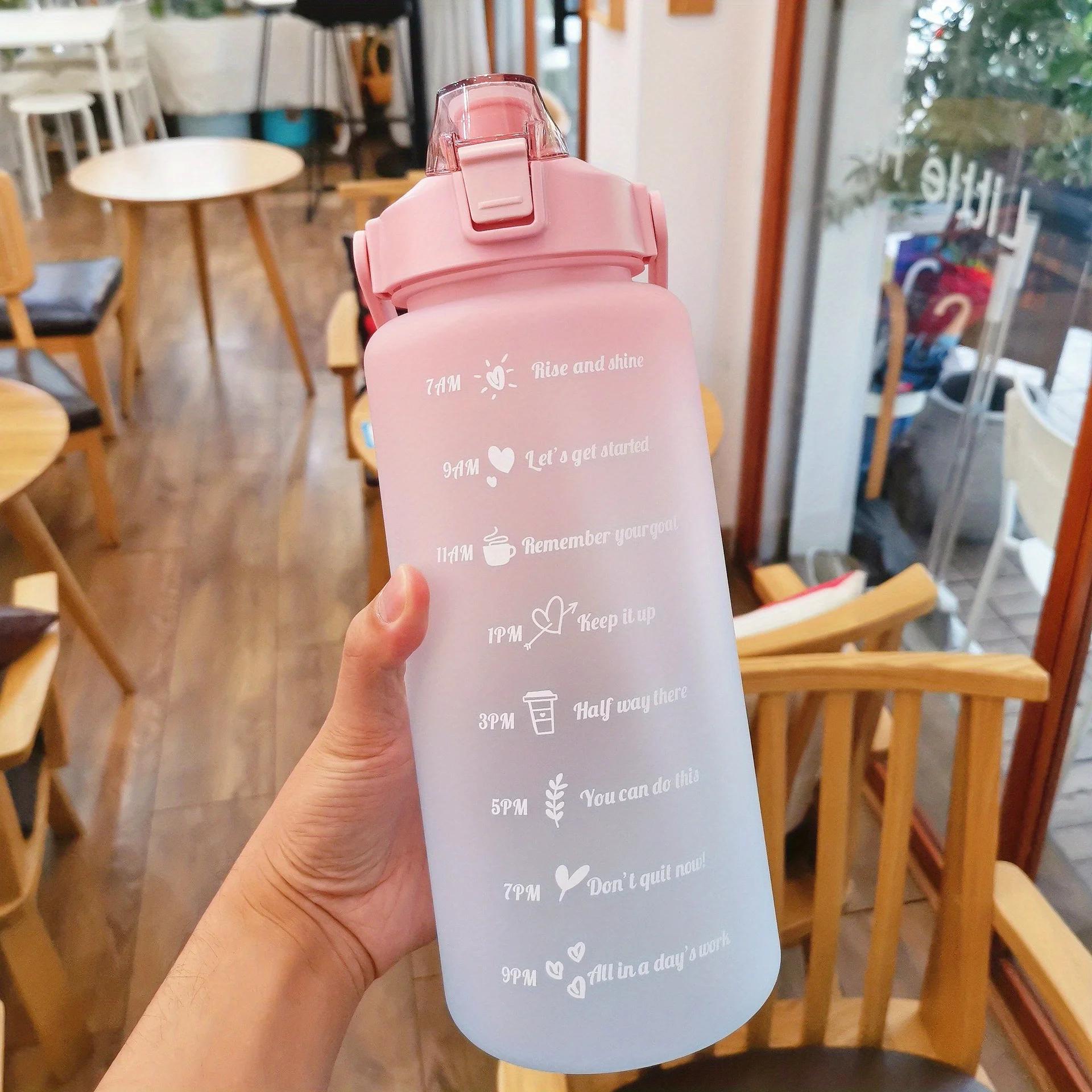 

Water Bottle 2 Liter Stay Hydrated Motivated Leakproof Plastic Sport Bottle Reminder Times Sports Outdoor Fitness Office Indoor 2.0L