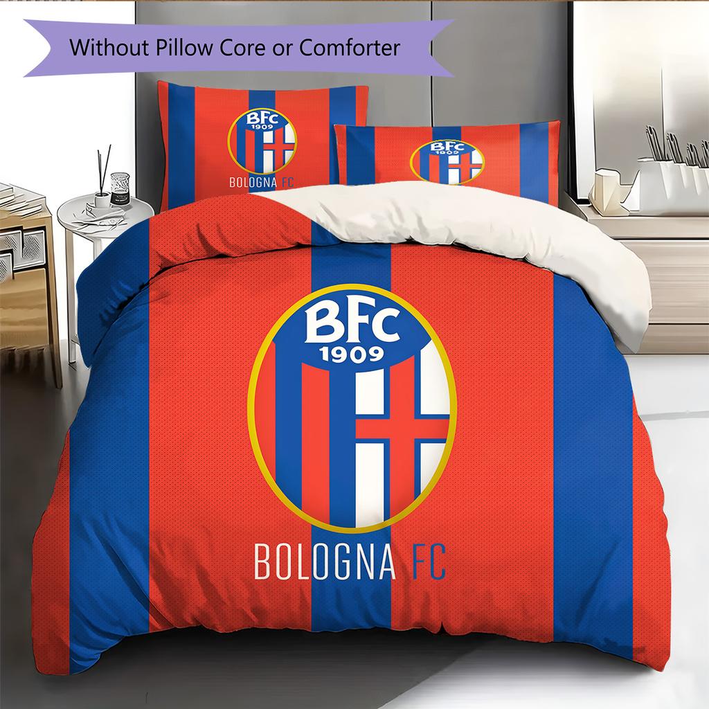 Bologna FC Pattern Bedding Quilt Set Home Decoration Gift (1 * duvet cover + 2 * pillowcase without core).xwn