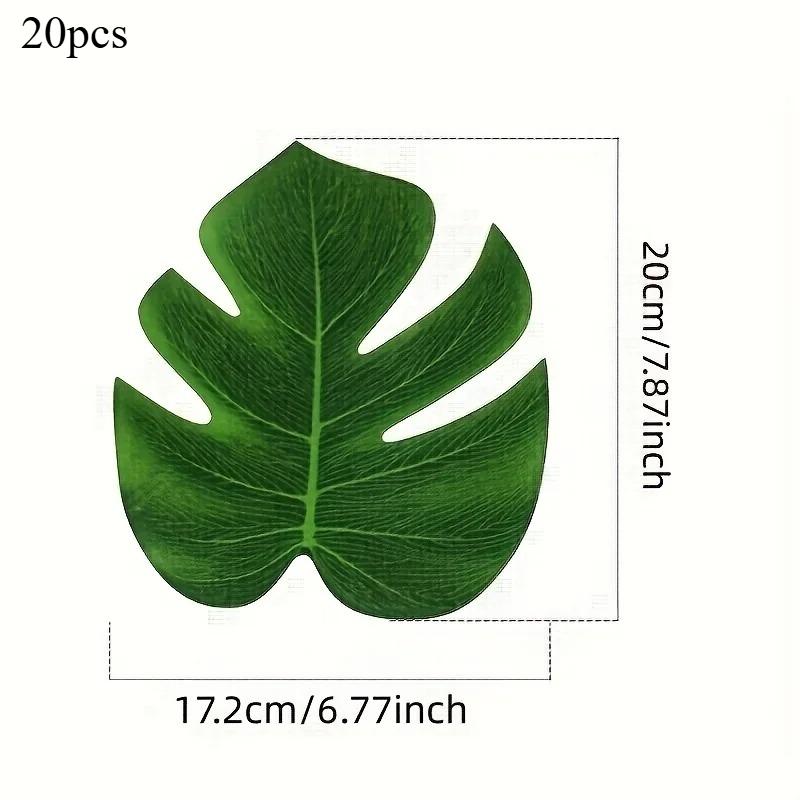 10pcs/20pcs Hawaii Artificial Palm Leaf Turtle Back Leaf Jungle Beach Theme Party Flower Arrangement Mat Accessories Cup Mat