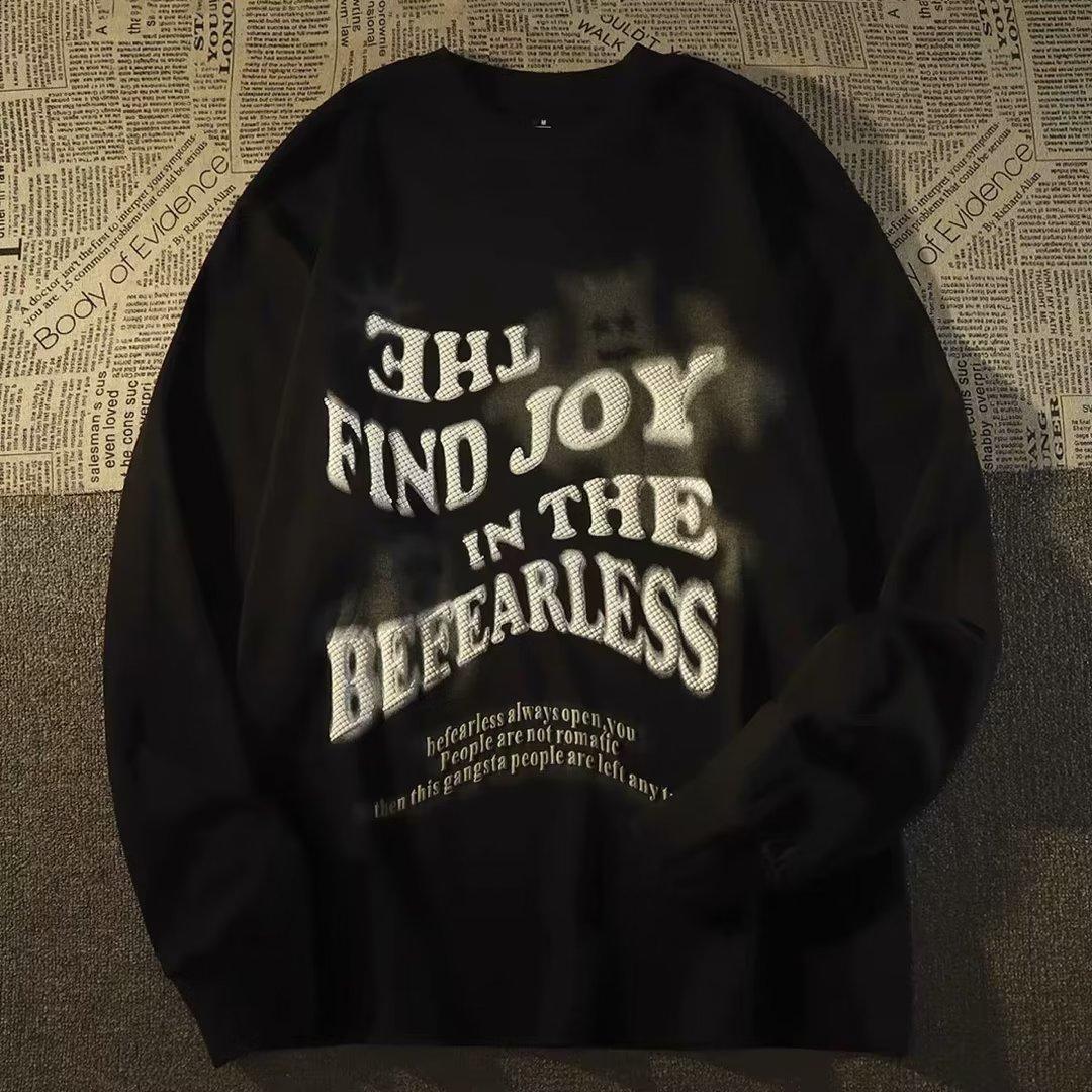 Мужская толстовка с капюшоном весной и осенью свободная и модная универсальная куртка с буквенным принтом мужская толстовка с длинными рукавами повседневный топ M чёрный 1980₽