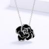 Fashion Flower Black Gum Drop Lady Hand Enamel Necklace Sweater Chain