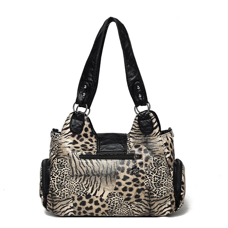 Vintage Leopard Schultertasche Damen Handtasche