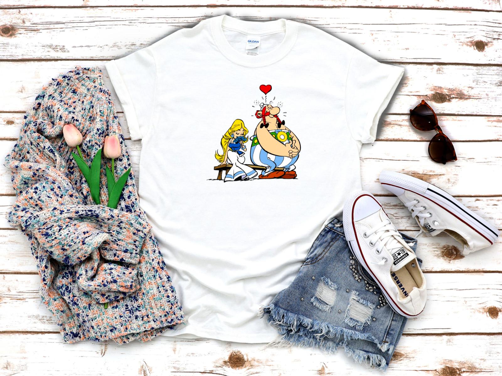 

26 Funny Asterix and Obelix Cartoon White Women s 3 4 Short Sleeve T-Shirt F061 Unisex T-Shirt XXXL