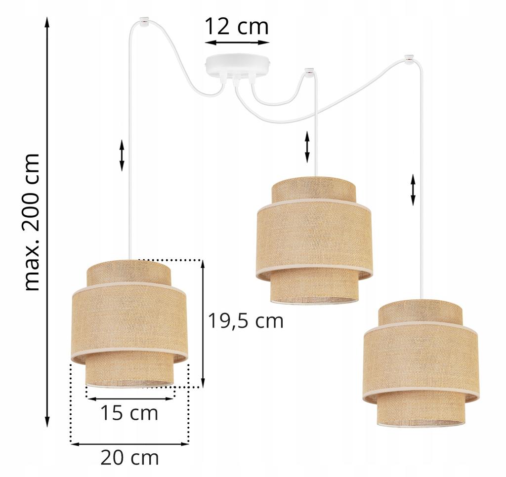 Hanging Lamp, Ceiling Chandelier, Lampshade, Boho Juta