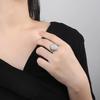 Retro Silver Butterfly & Flower Ring for Women - Hetian Jade Inspired Luxury Open Index Finger Design