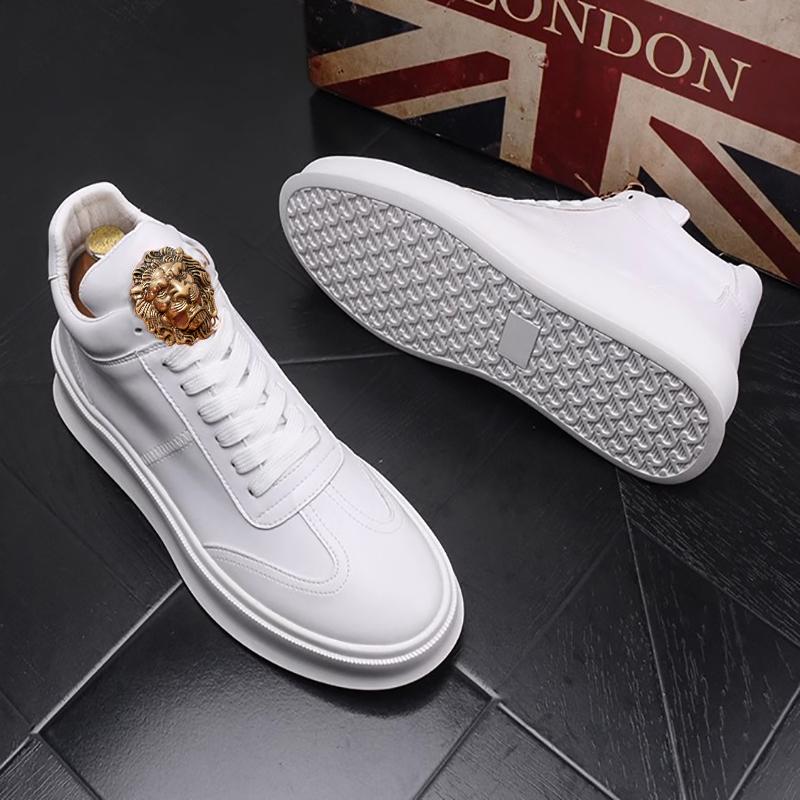 Fashion Red Bright Casual Shoes Men's New Thick Soles Bright Face Men's Shoes Youth 100 High Top Board Shoes In the Upper Short Boots 2