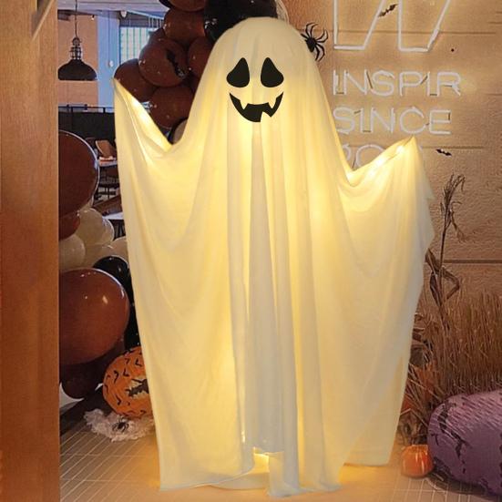 1 Set Glowing Ghost Ornament Durable Spooky Festive LED Ghost Prop for Halloween Parties Decorations