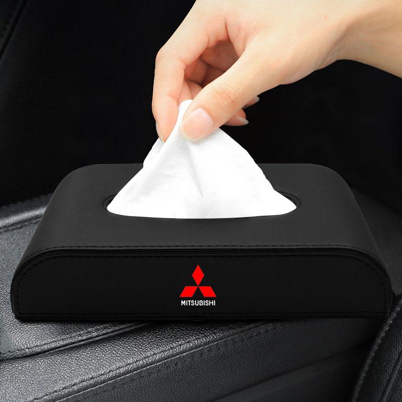 Car Tissue Box Holder Armrest Box Storage Case For Mitsubishi Outlander Lancer 10 9 ASX RALLIART Eclipse L200 Pajero