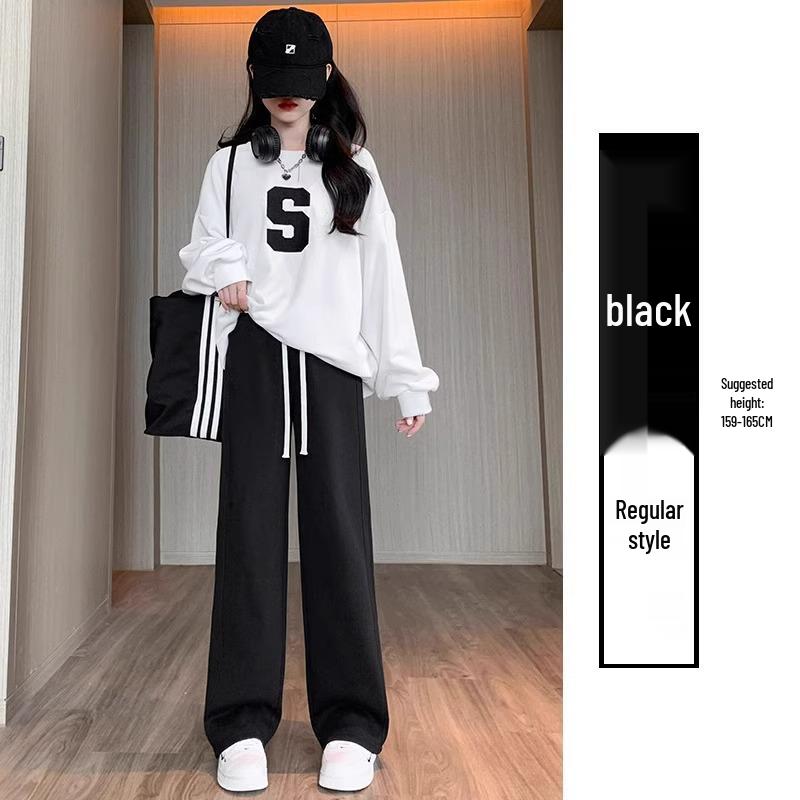 Women's High-Waist Slimming Petite Banana Sweatpants - Narrow Leg, Draped Style for Spring & Autumn, 145cm Length