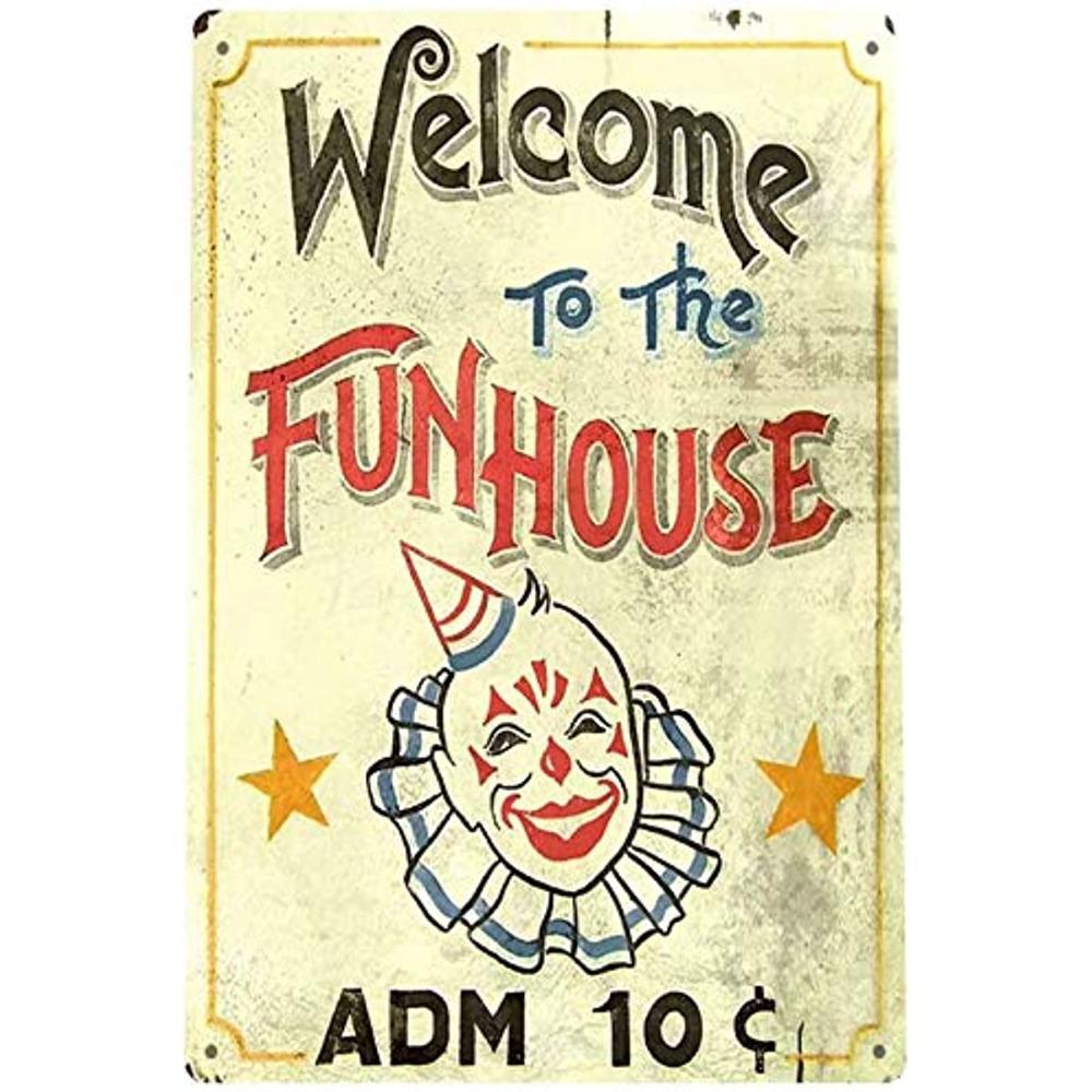 Fun House Circus Clown Metal Decor - 12x8" Art, Perfect for Kitchen, Store, Ranch & Bar Wall Decor
