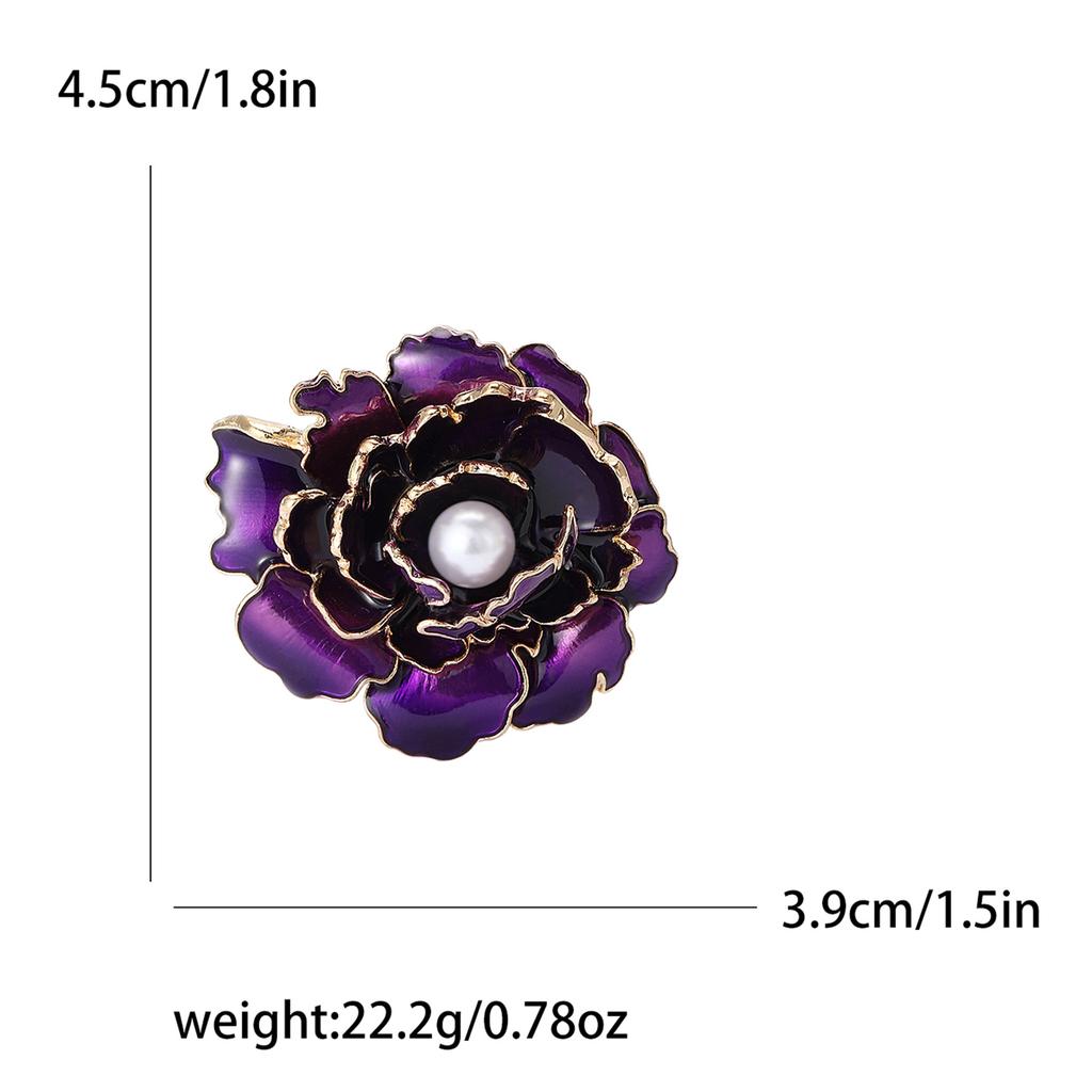 High-End Exquisite Enamel Peony Brooch Temperament High-End Women'S Cheongsam Shawl Corsage Jewelry Pin