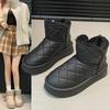 Women's Snow Boots Winter New Thick-soled Leather Plaid Inner Cotton Thickened Warm Outdoor Northeast Cold Cotton Shoes