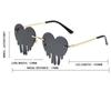 Colorful Ocean Creative Unique Luxury Heart Women Sun Glasses Rimless Sunglasses Tear Shape