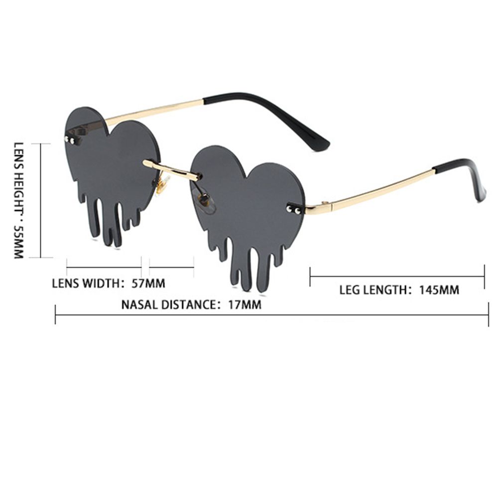 Colorful Ocean Creative Unique Luxury Heart Women Sun Glasses Rimless Sunglasses Tear Shape