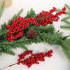 10PCS Christmas Red Holly Berry Branch Simulation Bouquet DIY Christmas Tree Wreath Supplies Wedding Home Atmosphere Decoration