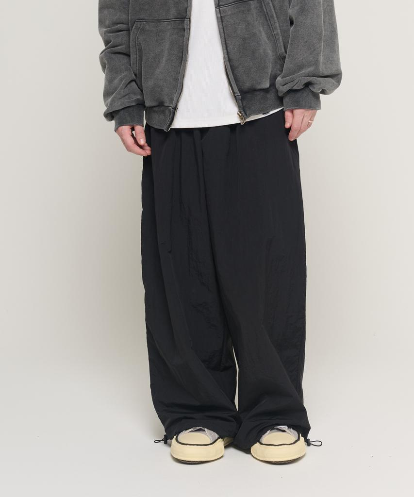 CARGOBROS Nylon Loop String Wide Pants (Black)