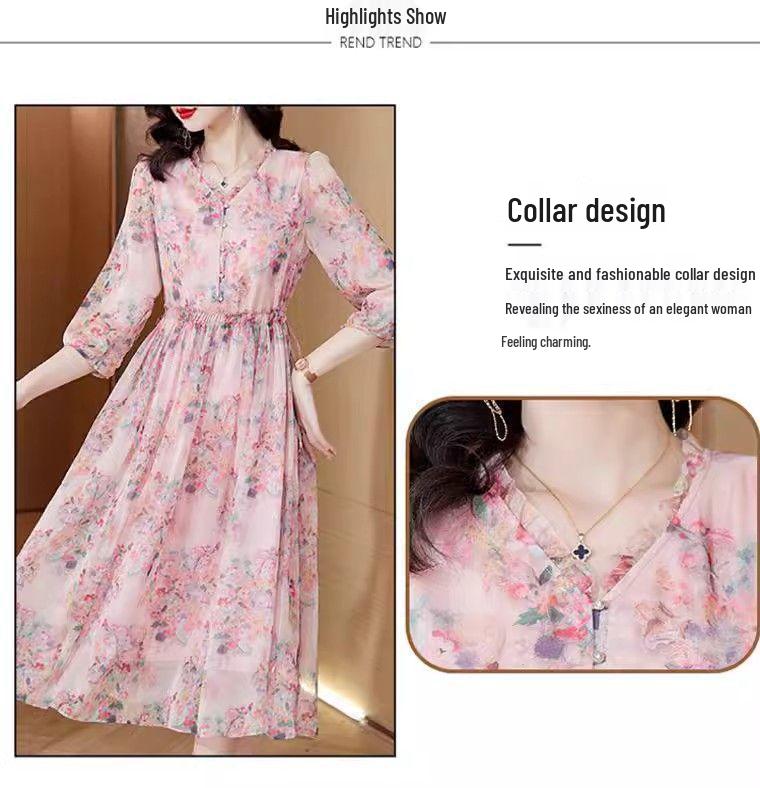 Elegant Wide-Waisted Floral Dress for Women - Slimming Summer 2026 Tummy-Concealing Skirt