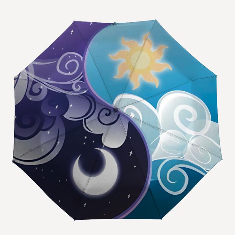 

1pc Sun Moon Yin Yang Auto-Fold Umbrella with One-Touch Open/Close - 8 Reinforced Ribs for Windproof Stability, yy251118217