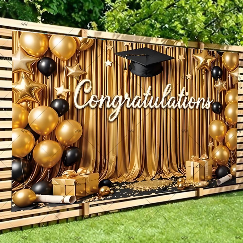 Congratulatory Graduatio Celebration Theme Party Decoration Background Graduates Backdrop Photography Studio Props Student Gifts
