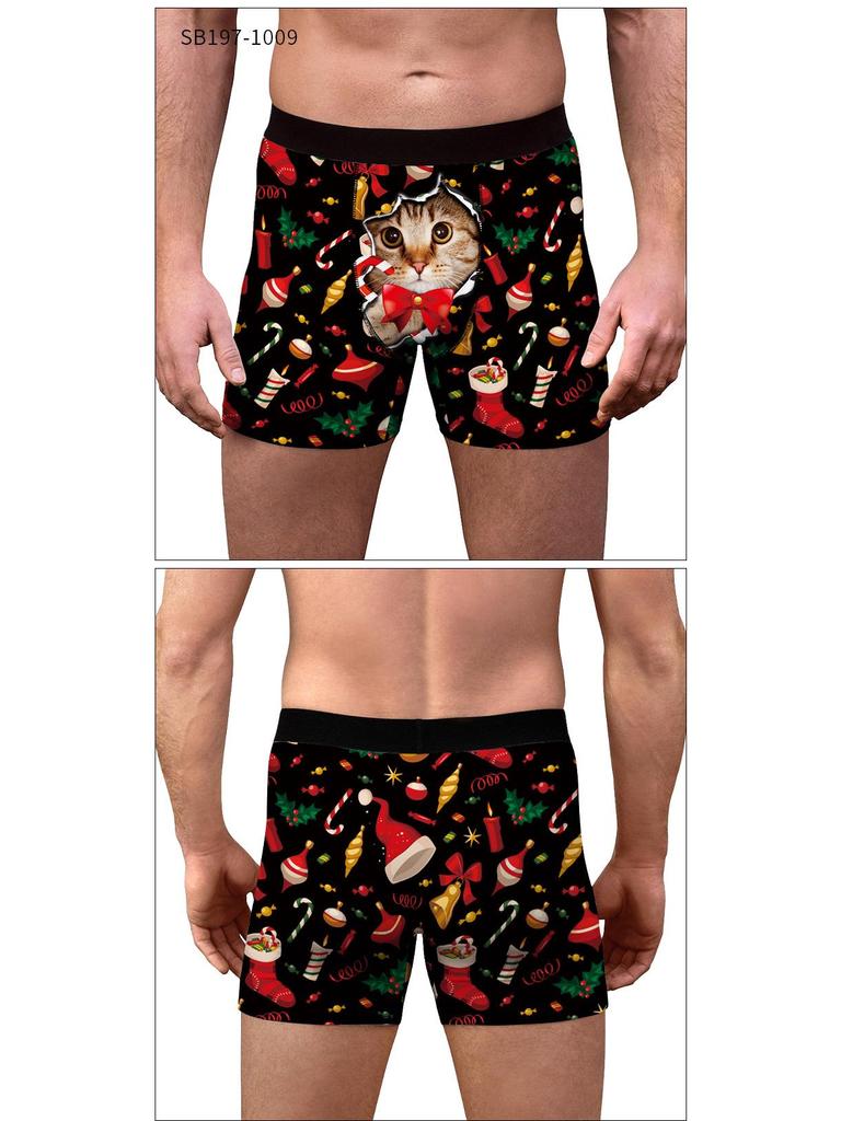 2024 Herren Kreative Weihnachts-Print Boxershorts