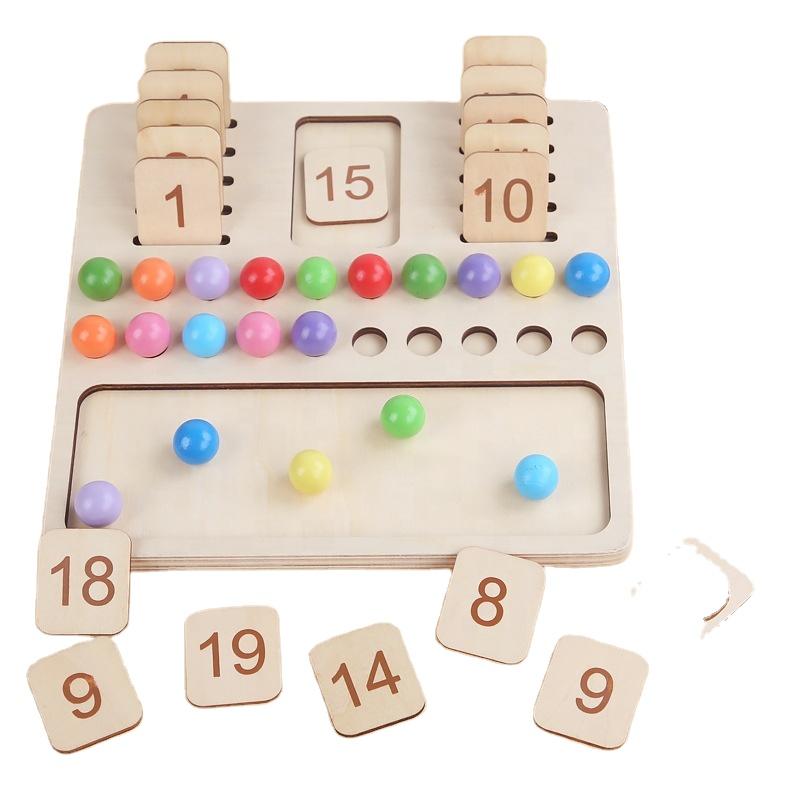 Preschool Teaching Aids Wooden Arithmetic Counting Bead Clip Two in One Toy