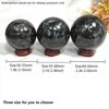 1Pc 0.44-1.1LB Large Astrophyllite Garnet Sphere With Wood Based Stand Crystal Quartz Collection Black Firework Reiki