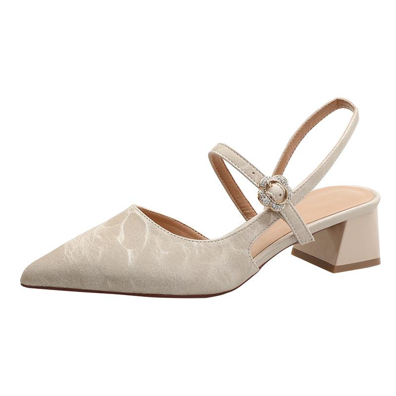 Pointed Empty Single Shoes Women's Thick Heel 2024 New Summer Fairy Style Shoes with High Heel Bag Head Sandals