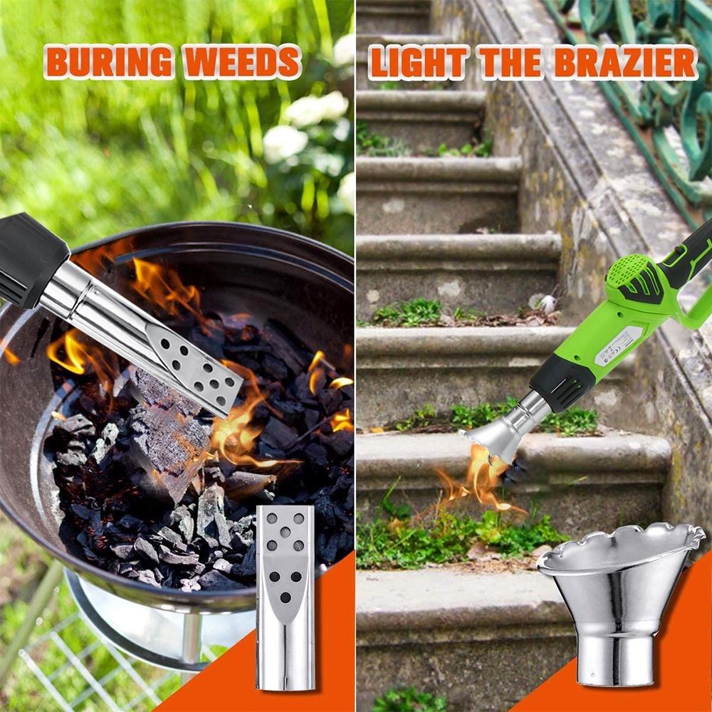 2000W 3-in-1 Weeds Burner Electric Thermal Weeder Hot Air Weeds Grass Flame Durable Safe Garden Tool with 5 Nozzles