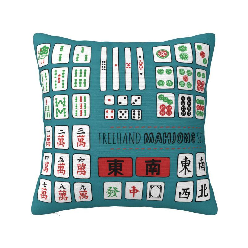Mahjong Tile Pattern Cushion Cover X Cm Polyester Velvet Throw Pillow Case For Sofa Car Seat Decoration Bedding Pillowcase
